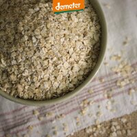 Schale mit Haferflocken kernig von oben