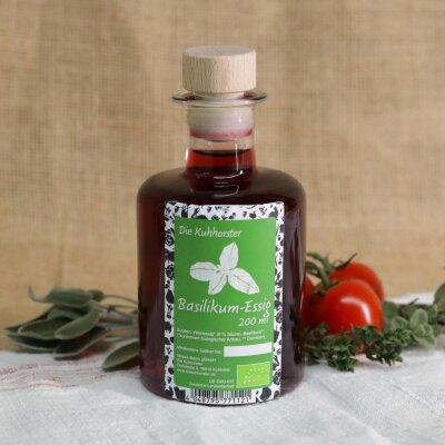 Kuhhorster Basilikumessig in der Flasche