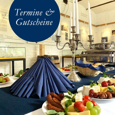 Gedeckte Tafel bei der Weinvesper auf dem Königlichen Weinberg im Heizhaus